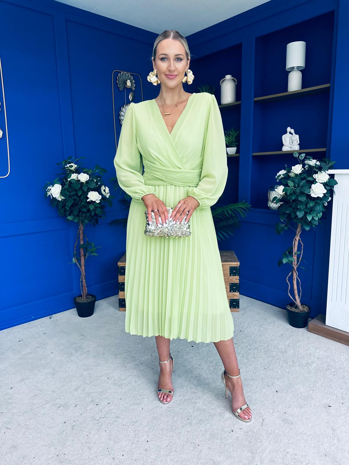 Muireann Twist Detail Midi Dress Lime