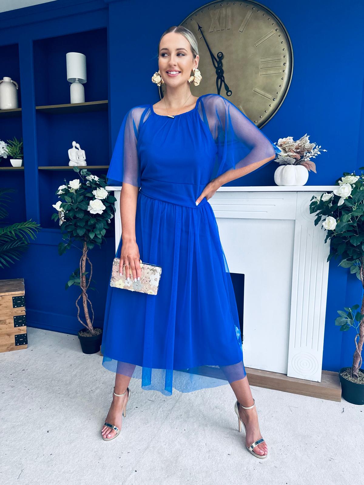 cobalt blue tulle dress Cobalt Dotted Dress Teuta Matoshi