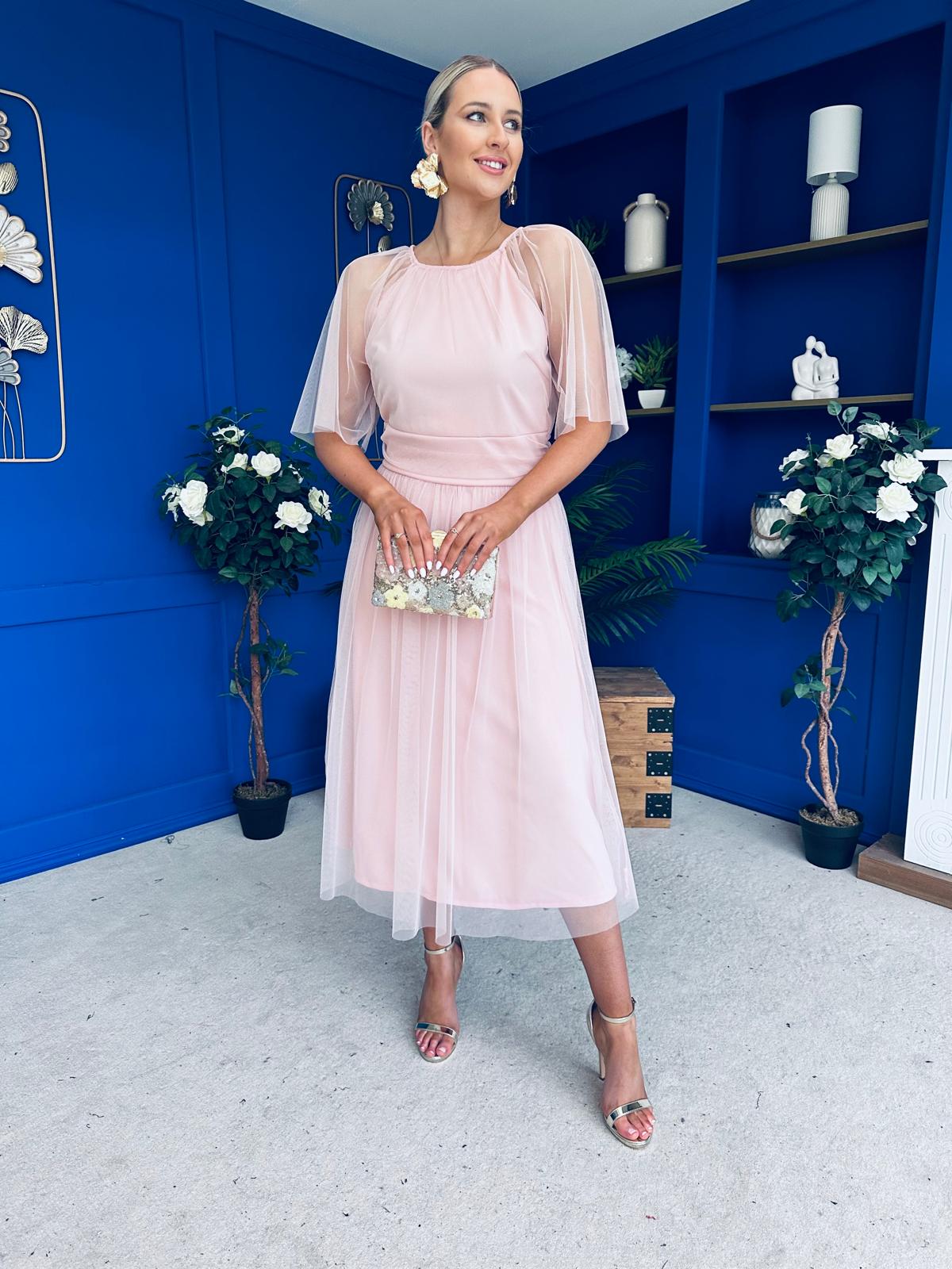 Ophelia Detailed Occasion Tulle Dress Pwr Pink