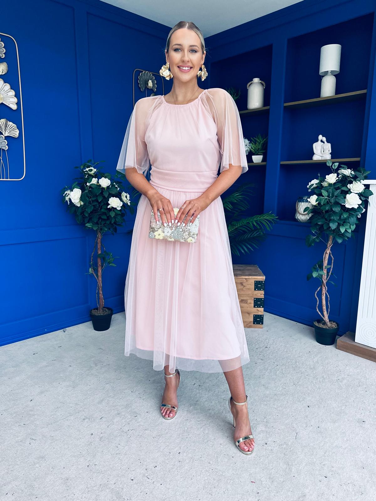 Ophelia Detailed Occasion Tulle Dress Pwr Pink