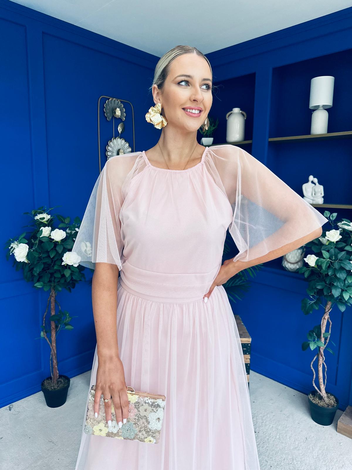 Ophelia Detailed Occasion Tulle Dress Pwr Pink