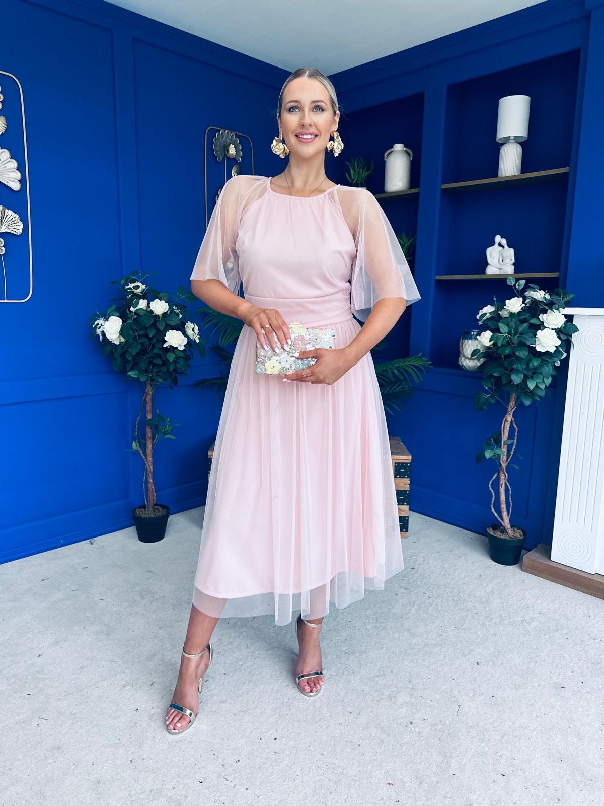 Ophelia Detailed Occasion Tulle Dress Pwr Pink