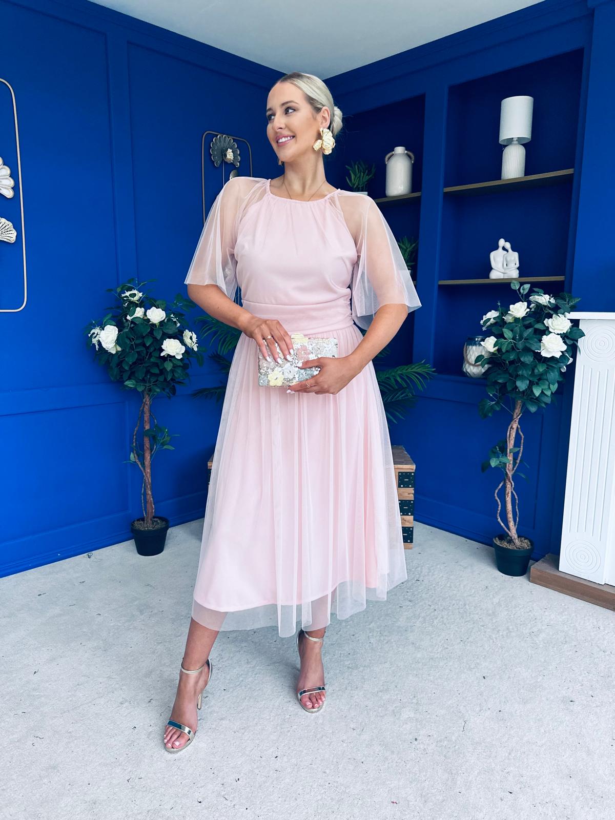 Ophelia Detailed Occasion Tulle Dress Pwr Pink