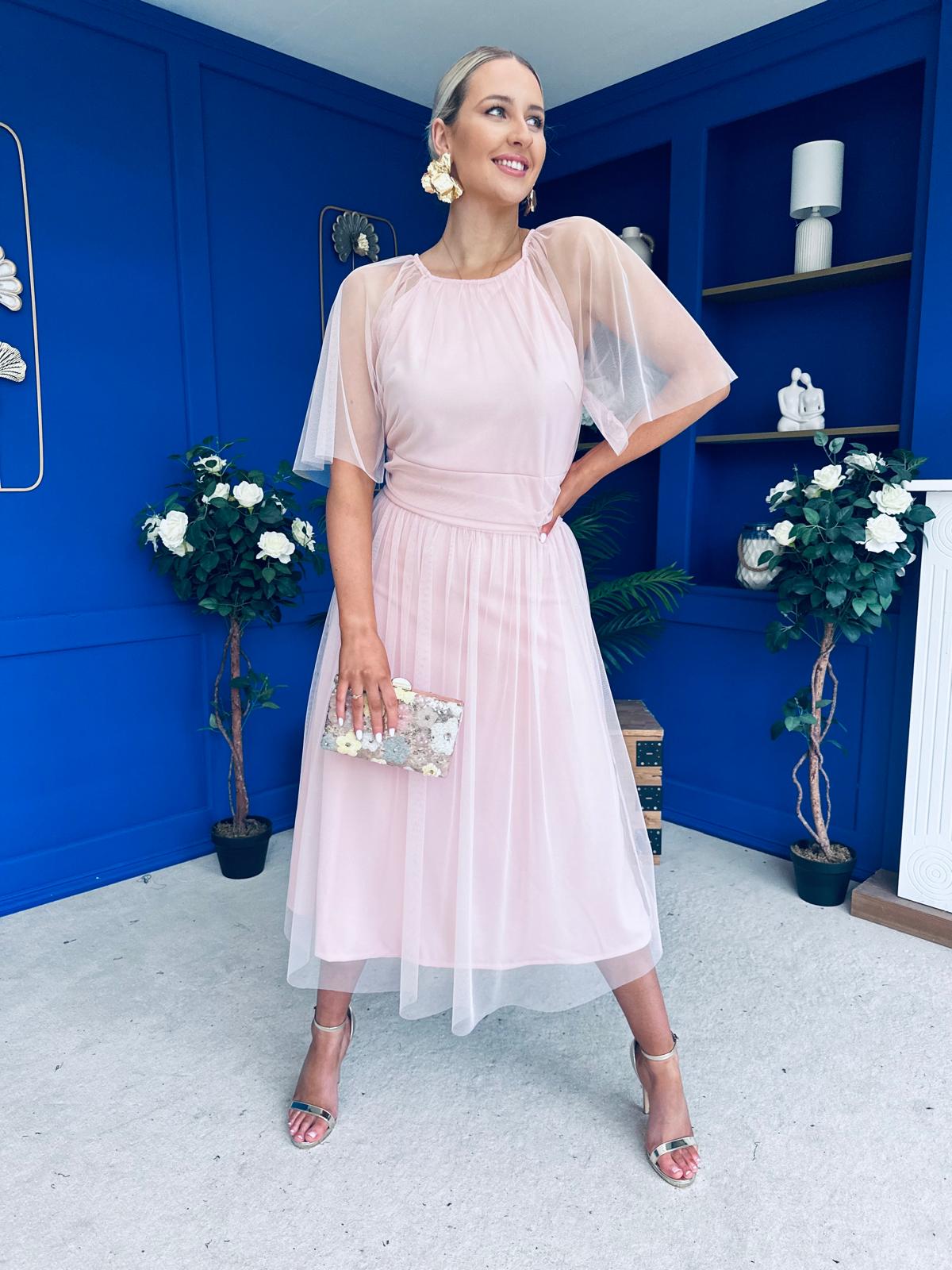 Ophelia Detailed Occasion Tulle Dress Pwr Pink