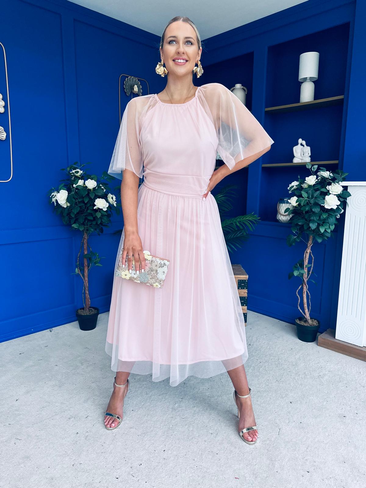 Ophelia Detailed Occasion Tulle Dress Pwr Pink