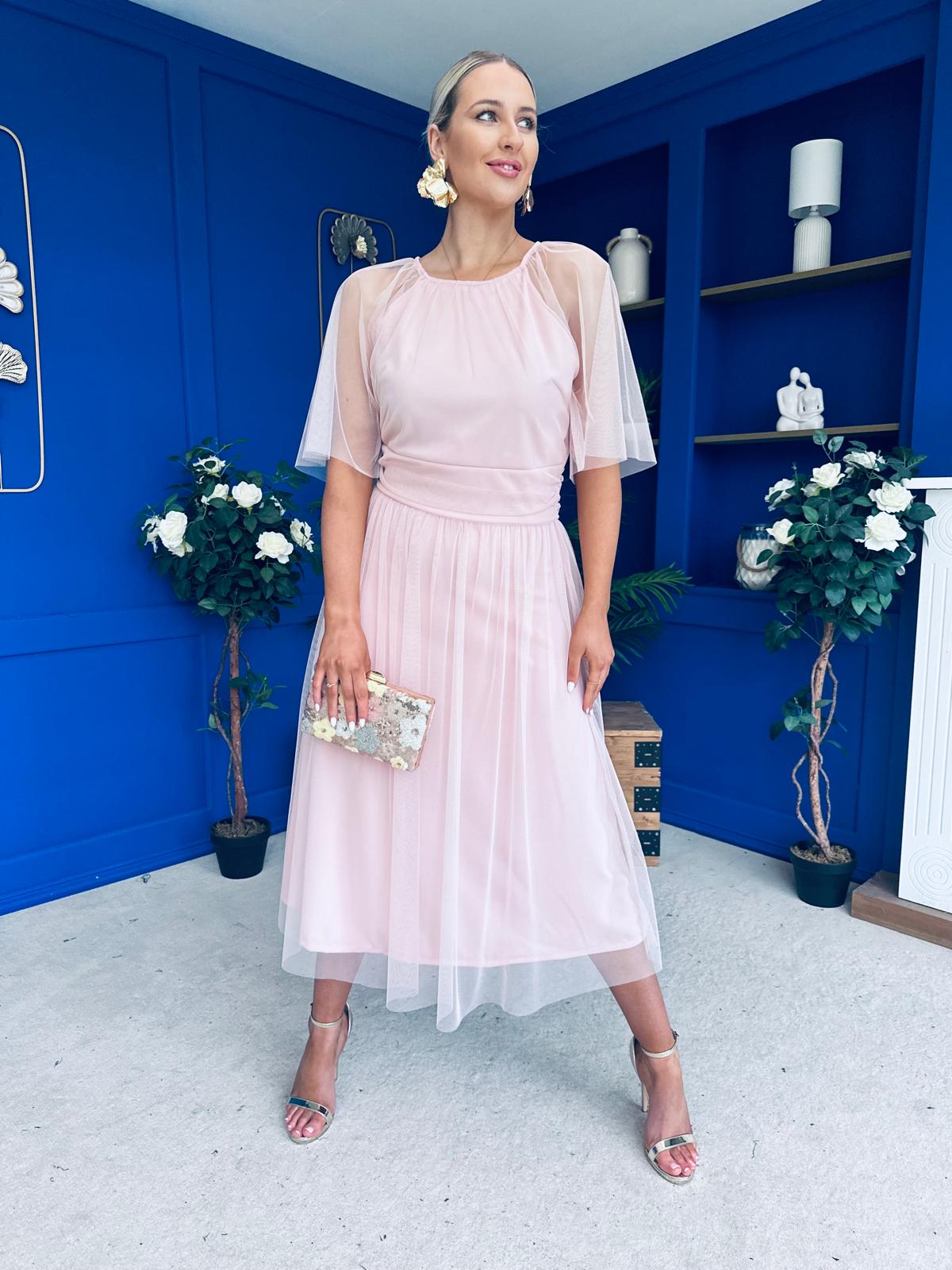 Ophelia Detailed Occasion Tulle Dress Pwr Pink