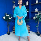 Clodagh Pleat Detailed Midi Dress Cyan Blue