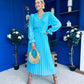 Clodagh Pleat Detailed Midi Dress Cyan Blue