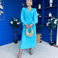 Clodagh Pleat Detailed Midi Dress Cyan Blue