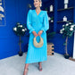 Clodagh Pleat Detailed Midi Dress Cyan Blue