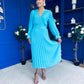 Clodagh Pleat Detailed Midi Dress Cyan Blue