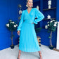 Clodagh Pleat Detailed Midi Dress Cyan Blue