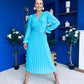 Clodagh Pleat Detailed Midi Dress Cyan Blue