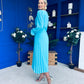 Clodagh Pleat Detailed Midi Dress Cyan Blue