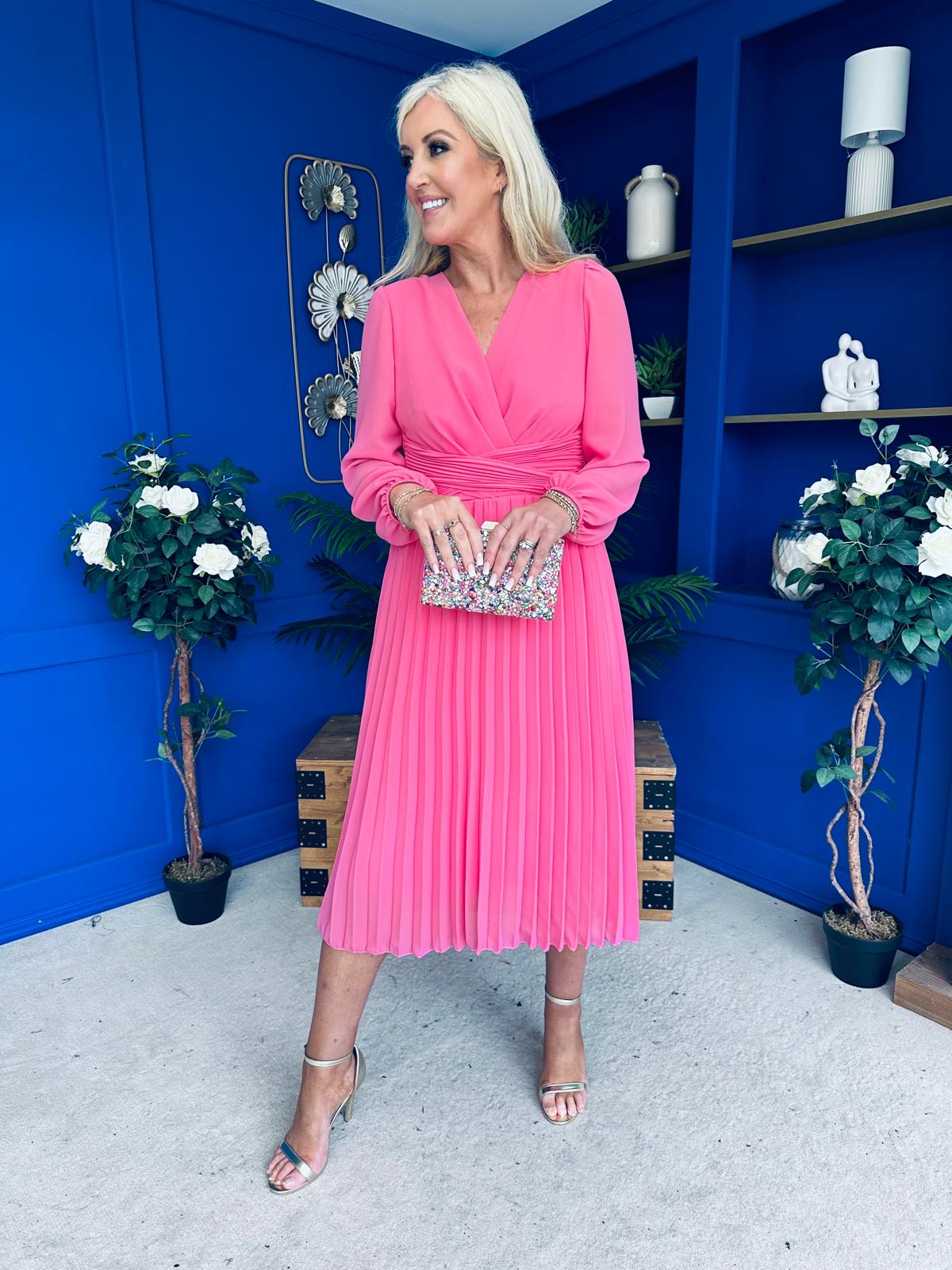 Muireann Twist Detail Midi Dress Pink
