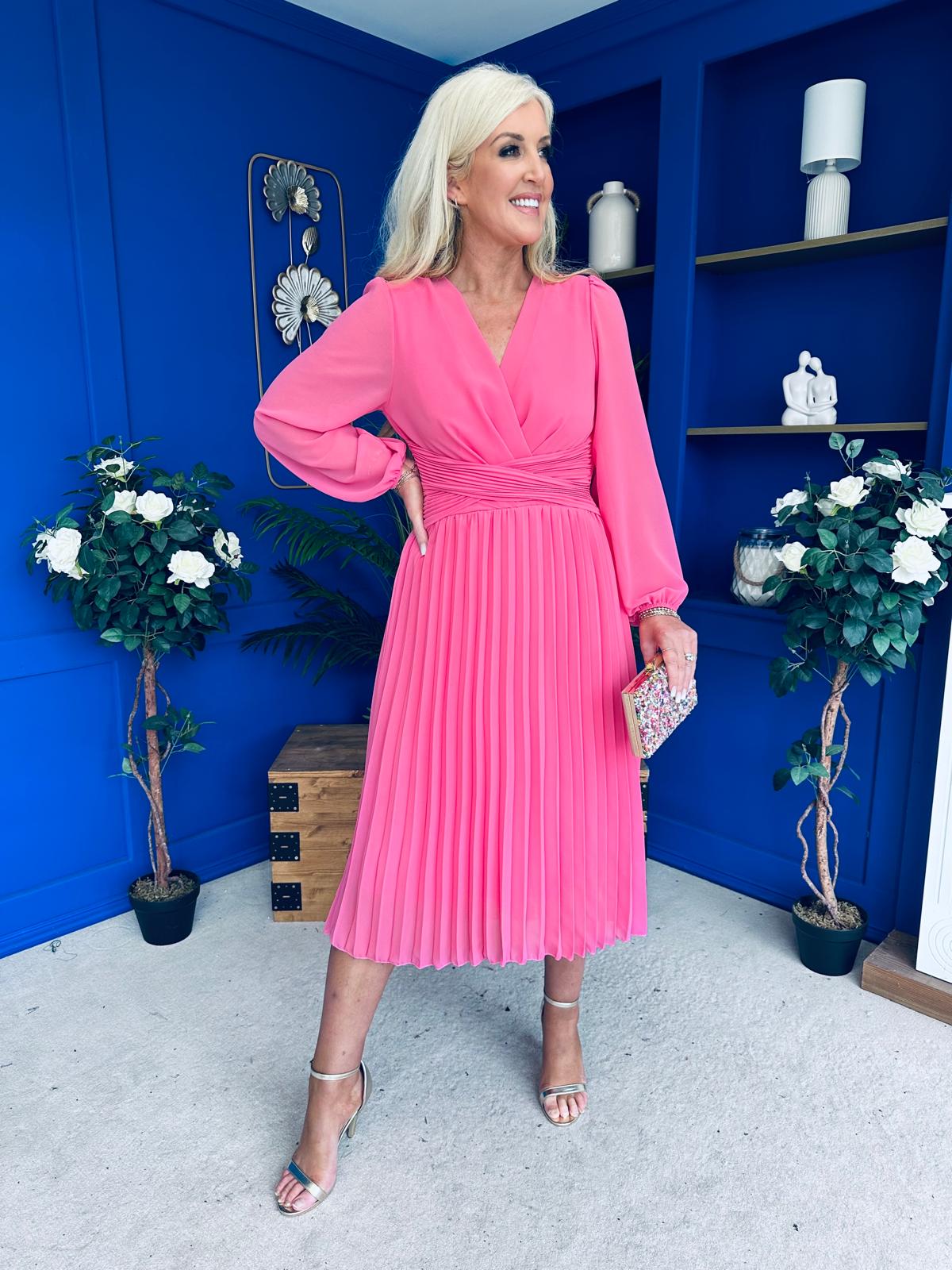 Muireann Twist Detail Midi Dress Pink