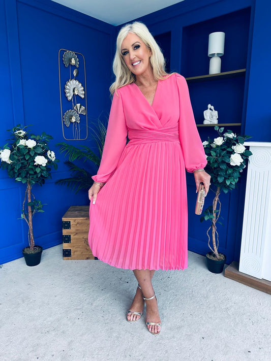 Muireann Twist Detail Midi Dress Pink
