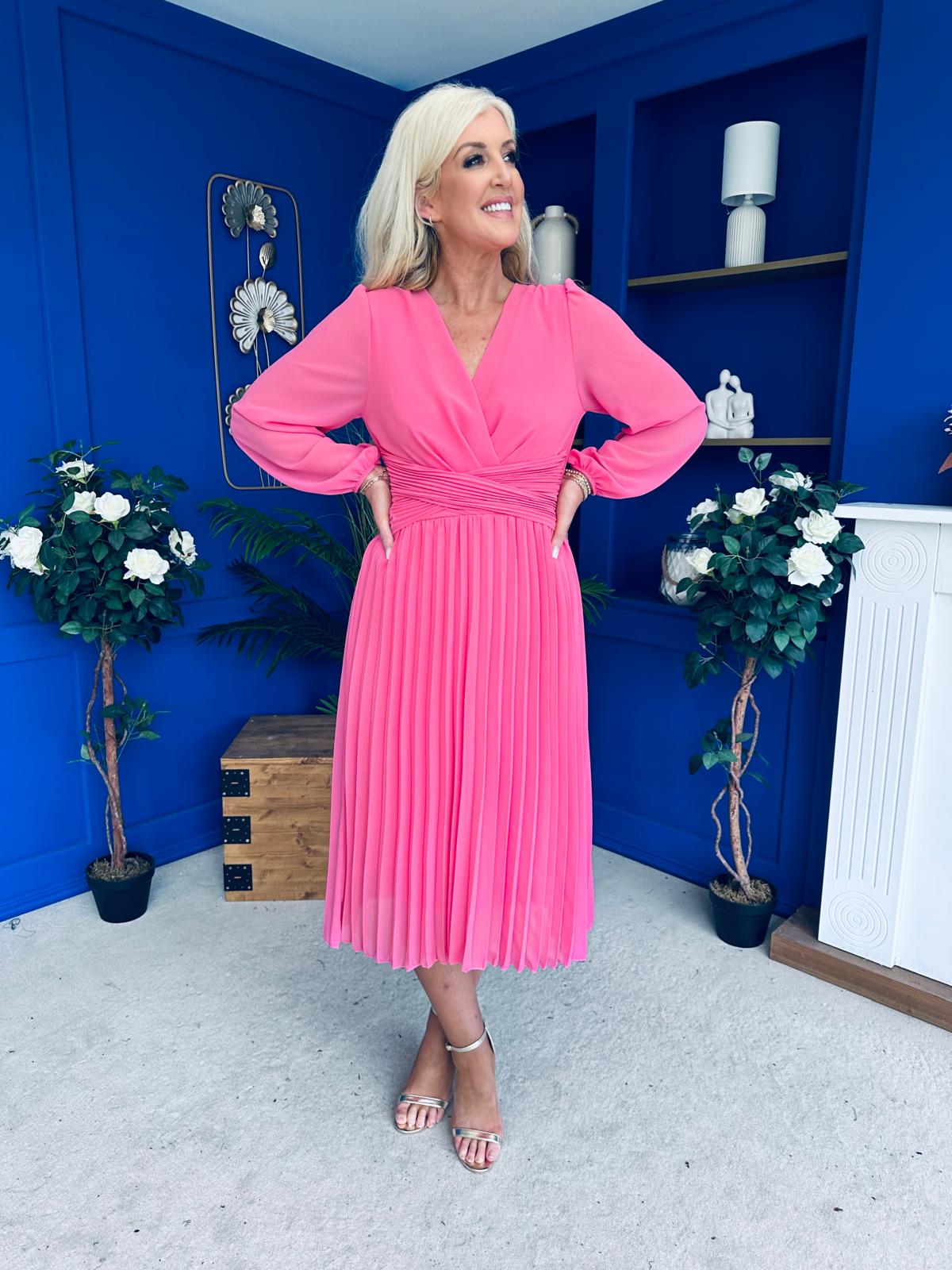Muireann Twist Detail Midi Dress Pink