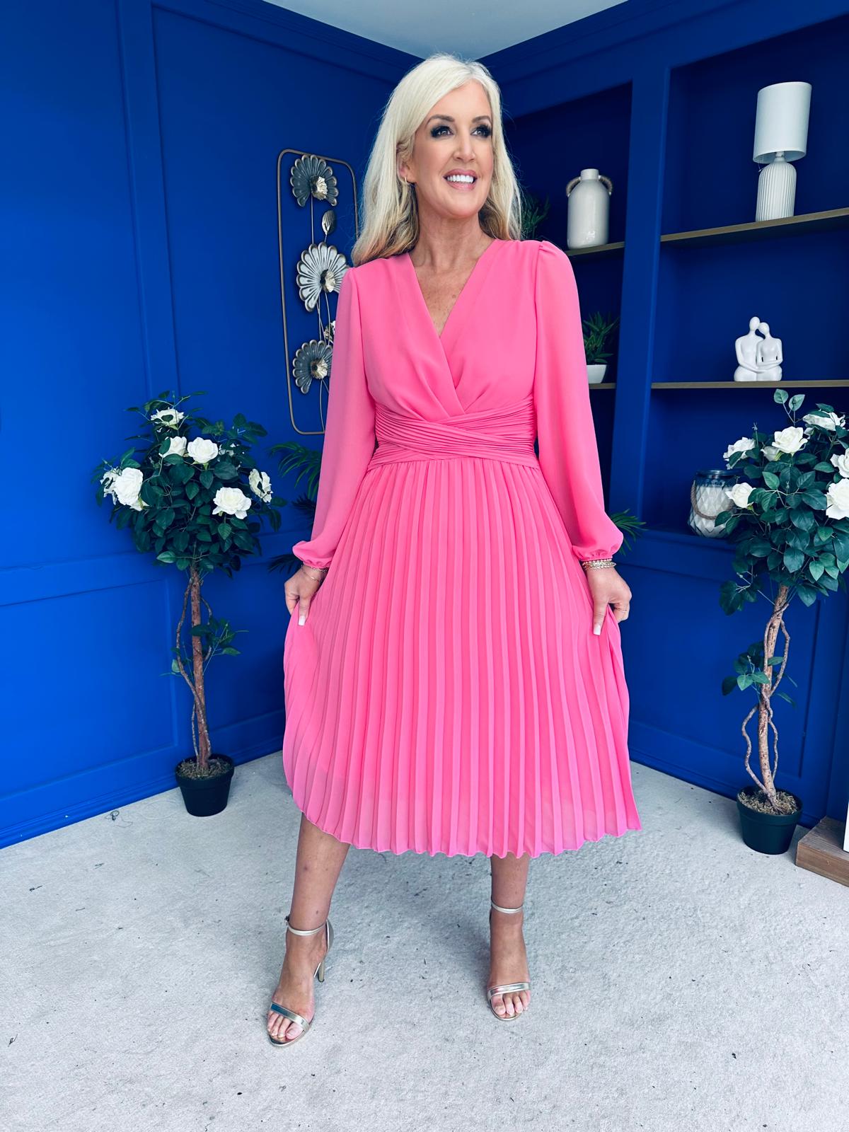 Muireann Twist Detail Midi Dress Pink