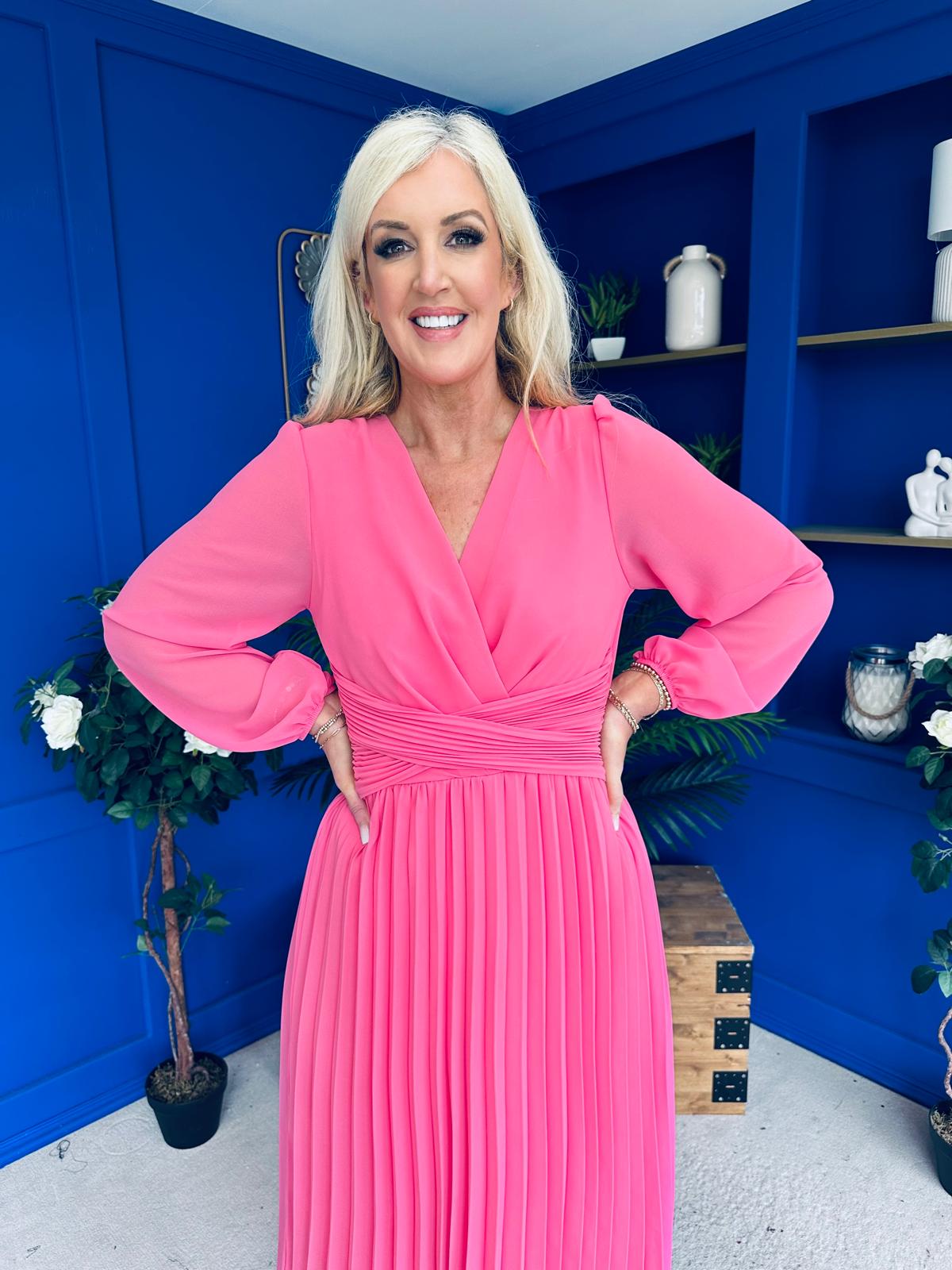 Muireann Twist Detail Midi Dress Pink