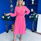 Muireann Twist Detail Midi Dress Pink
