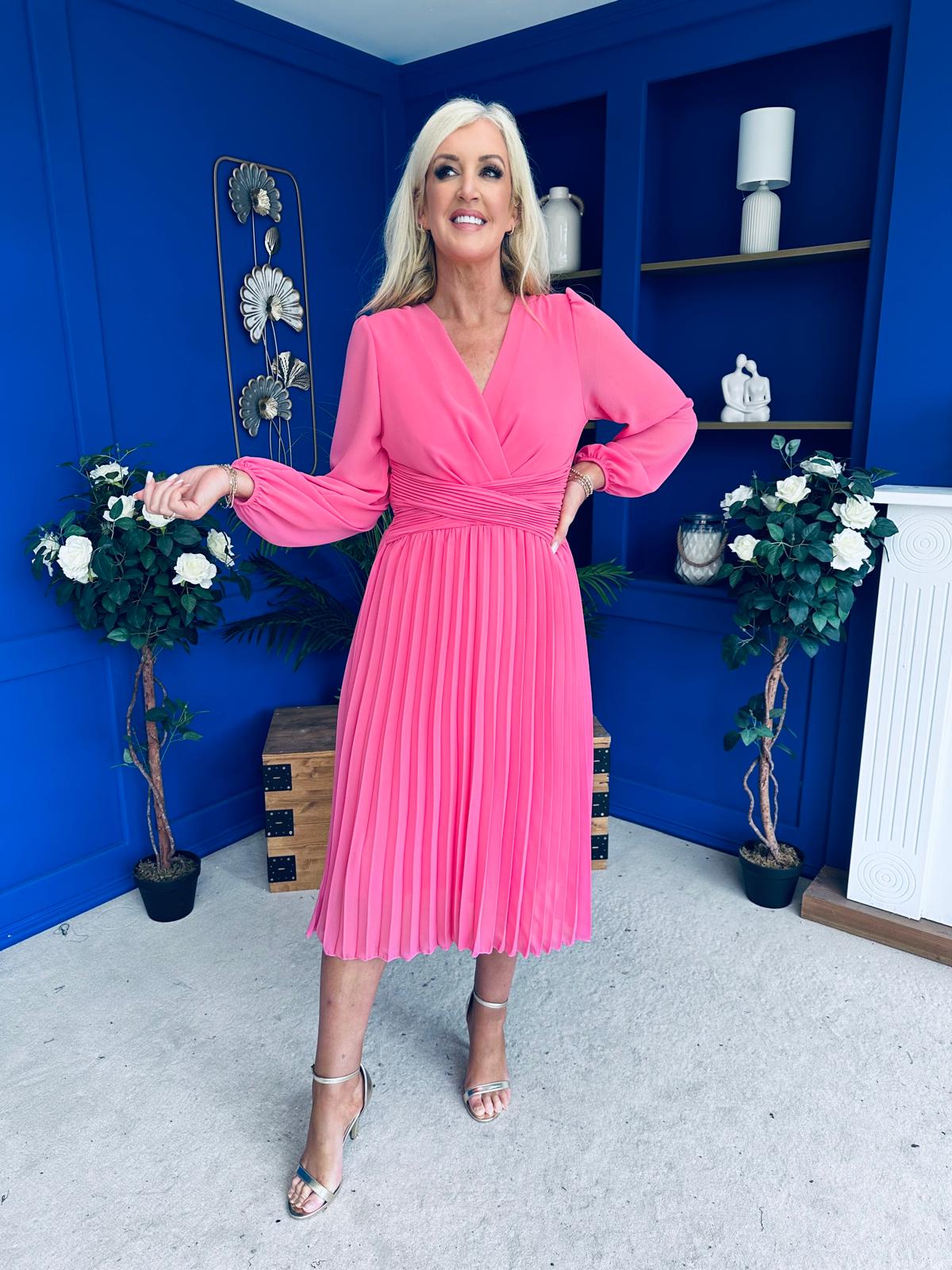 Muireann Twist Detail Midi Dress Pink