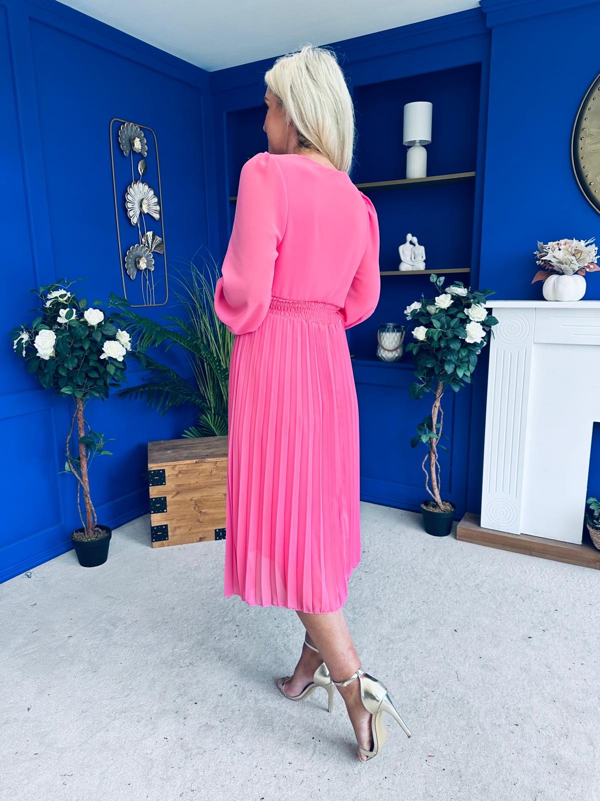 Muireann Twist Detail Midi Dress Pink