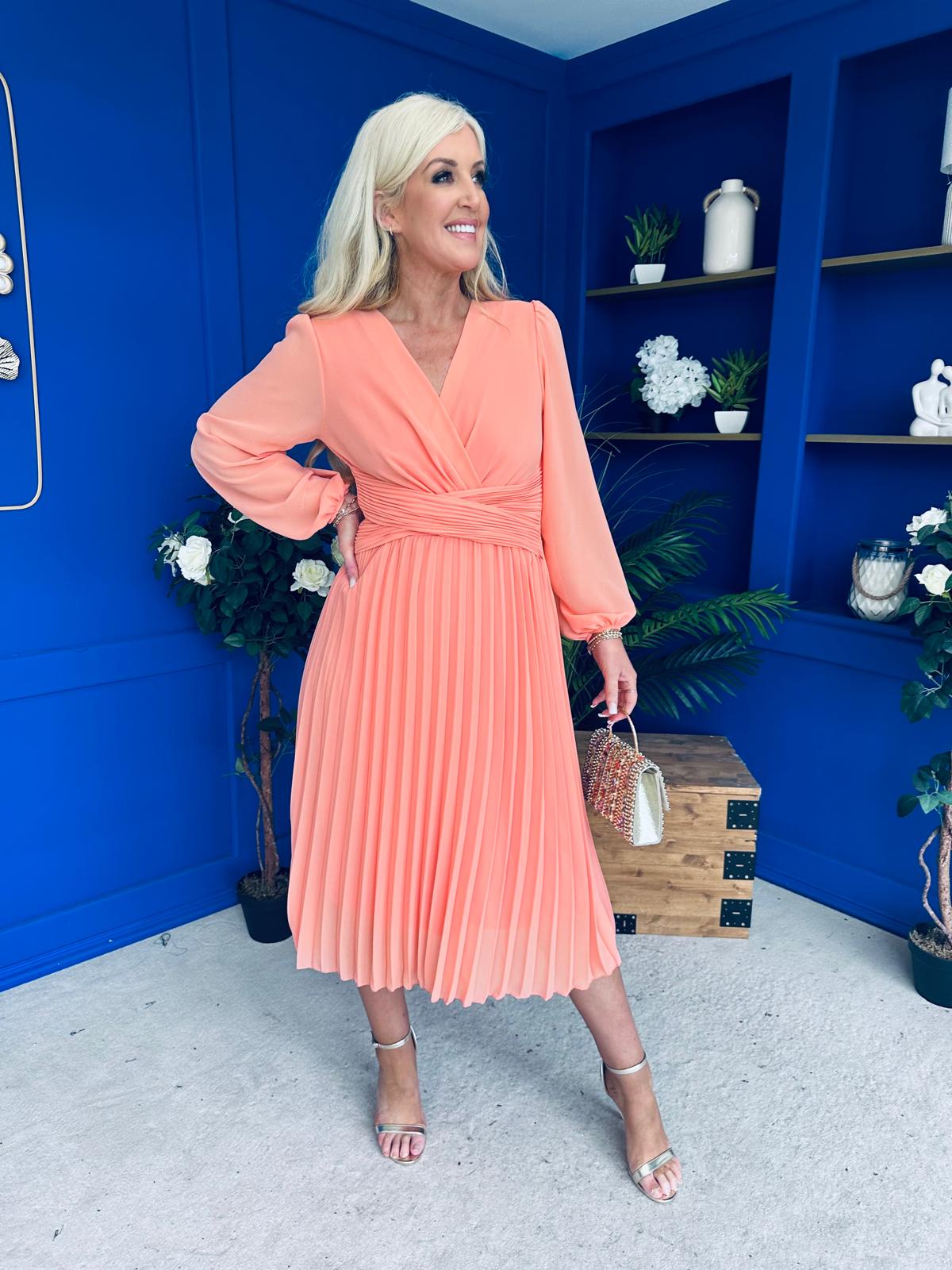 Muireann Twist Detail Midi Dress Peach