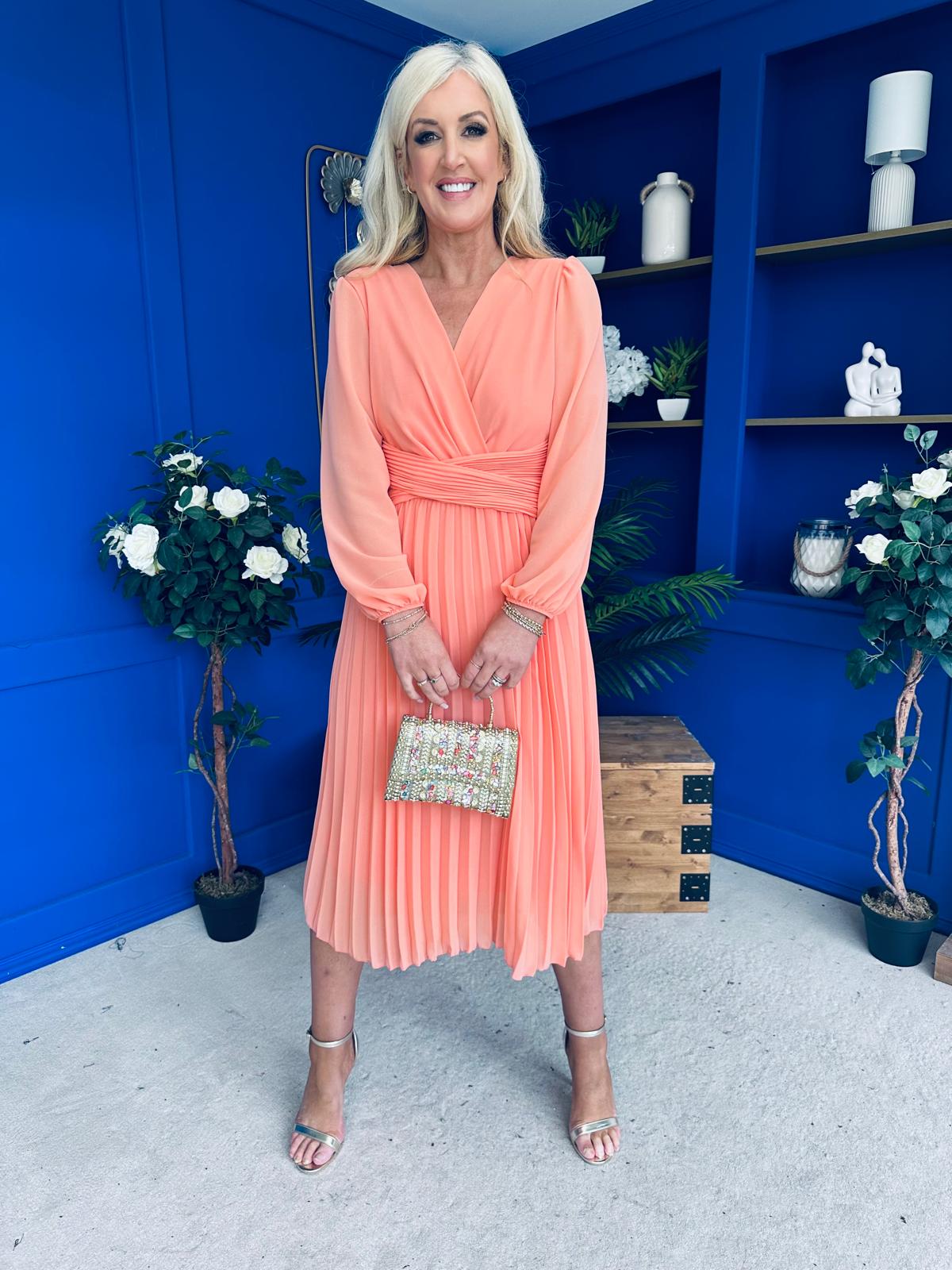 Muireann Twist Detail Midi Dress Peach