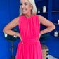 Freya Gathered Detail Midi Dress Neon Pink