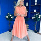 Freya Gathered Detail Midi Dress Peach