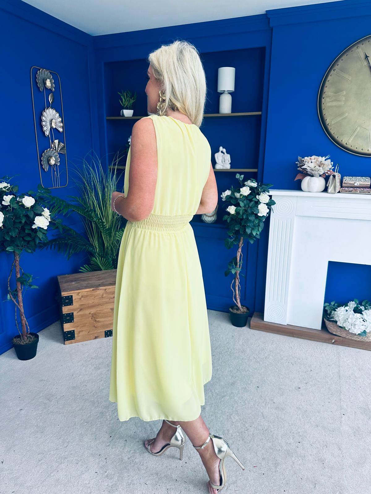 Freya Gathered Detail Midi Dress Yellow