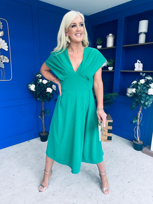 Catherine Detailed Occasion Dress Emerald