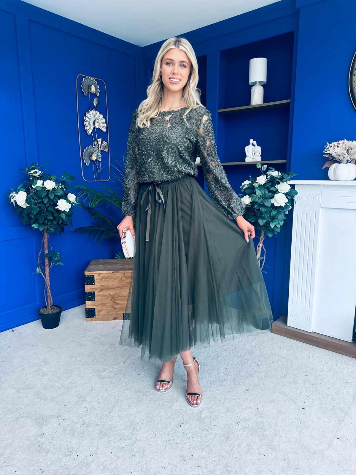 Alice 3D Sheer Top Khaki