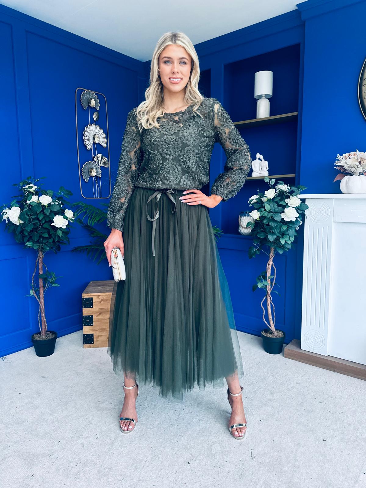 Alice 3D Sheer Top Khaki