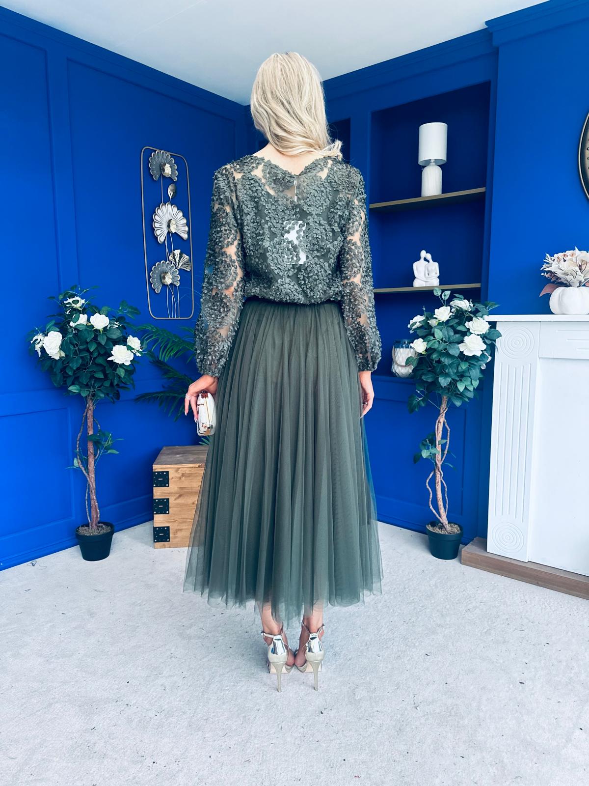 Alice 3D Sheer Top Khaki