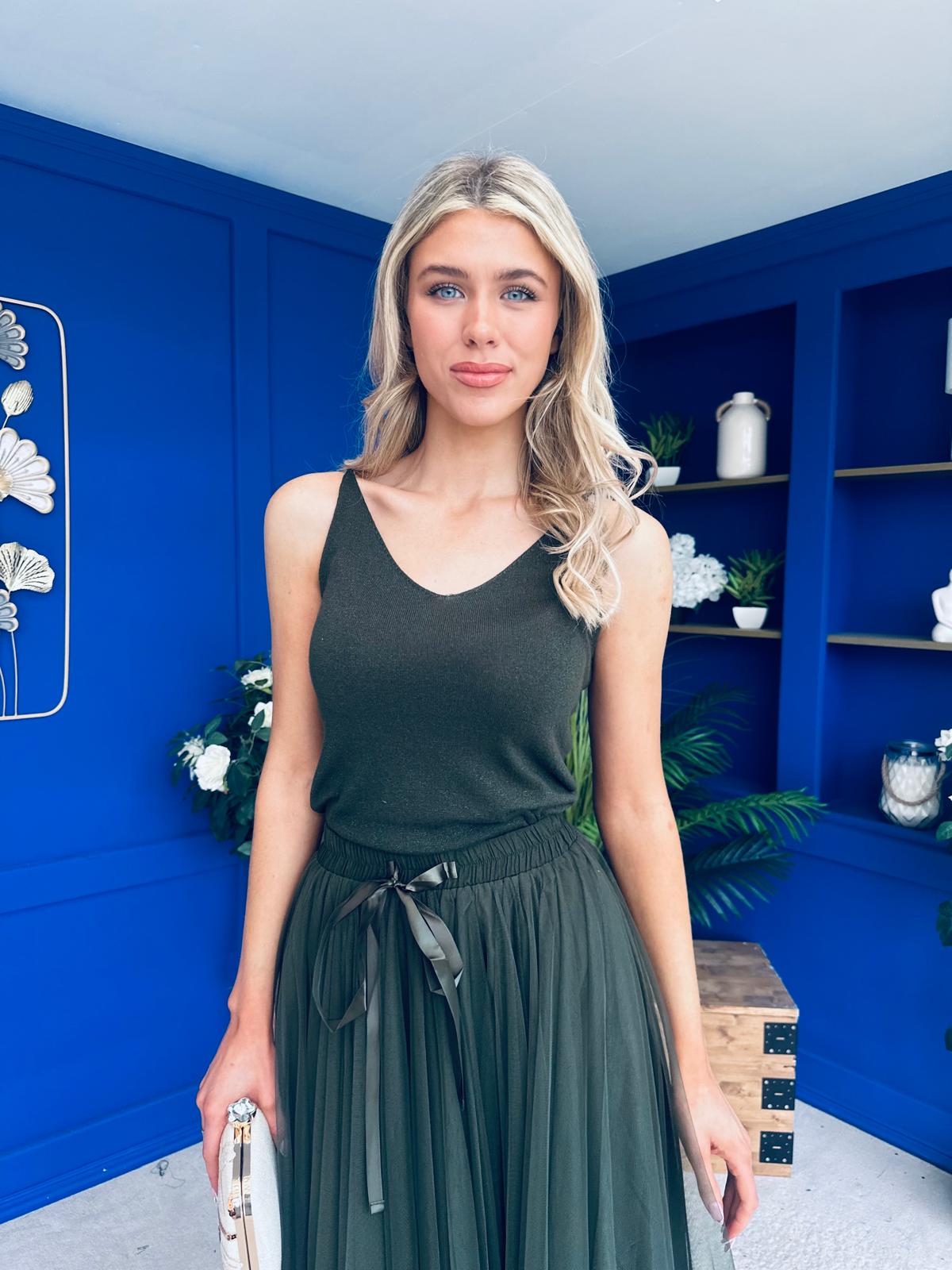 Sandra Knit Cami Top Khaki