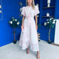 Kiley Embellished Midi Shirt Dress White / Pink