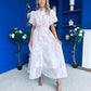 Kiley Embellished Midi Shirt Dress White / Pink