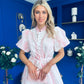 Kiley Embellished Midi Shirt Dress White / Pink