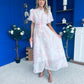 Kiley Embellished Midi Shirt Dress White / Pink