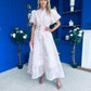 Kiley Embellished Midi Shirt Dress White / Pink