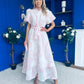 Kiley Embellished Midi Shirt Dress White / Pink