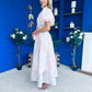 Kiley Embellished Midi Shirt Dress White / Pink