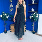 Iris Halterneck Layered Maxi Dress Polka Black