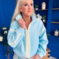 Lulu Contrast Binding Full Zip Fleece Blue