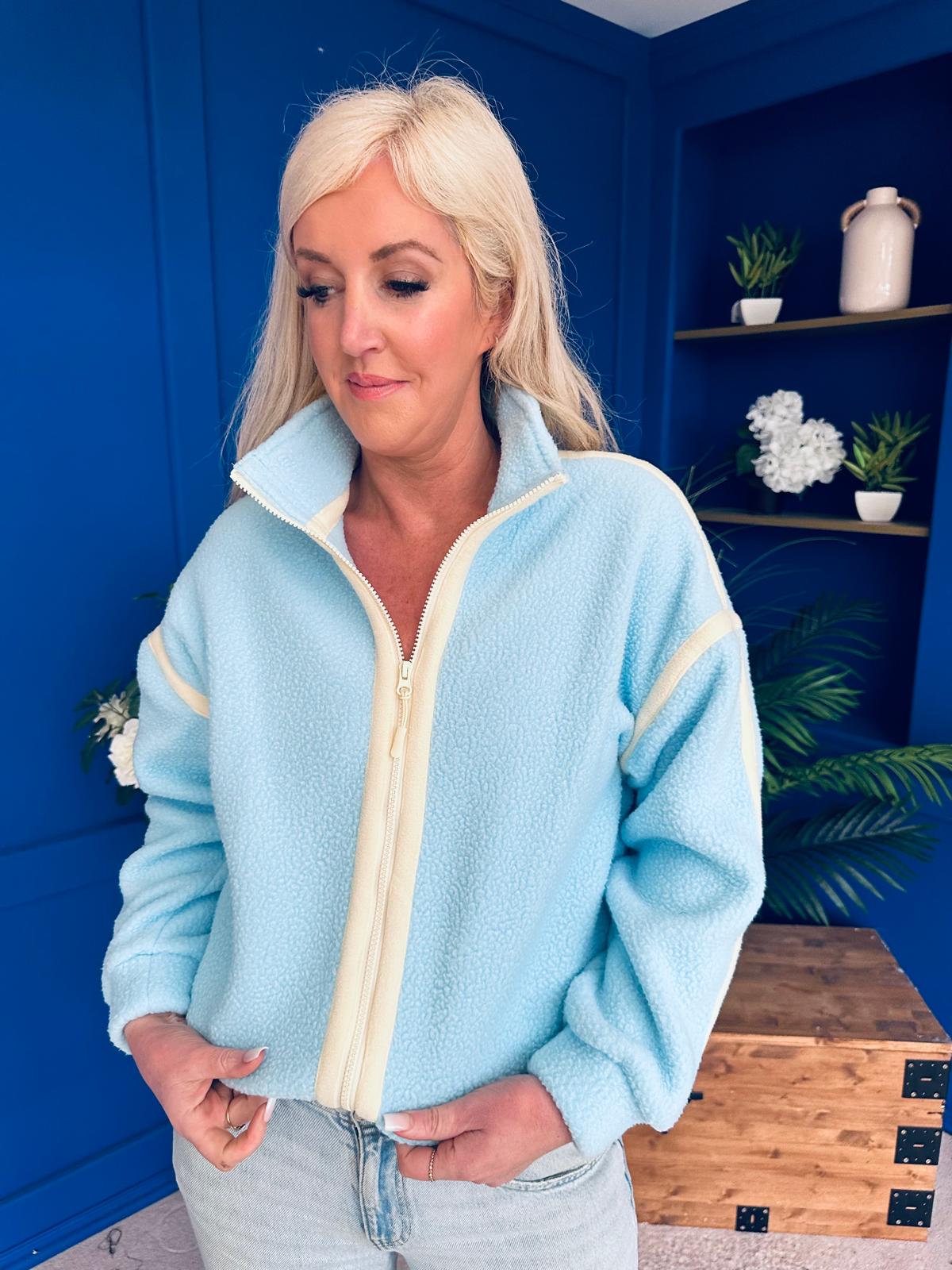 Lulu Contrast Binding Full Zip Fleece Blue