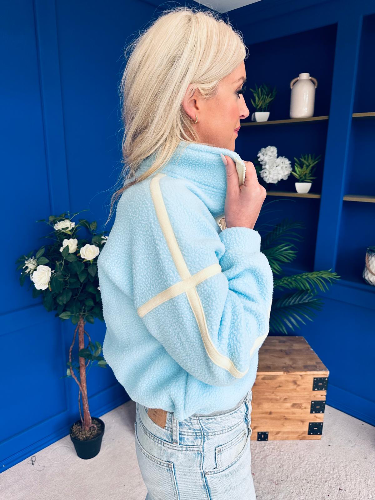 Lulu Contrast Binding Full Zip Fleece Blue