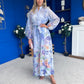 Erin Detailed Midi Shirt Dress Floral Violet