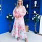 Erin Detailed Midi Shirt Dress Floral Pink